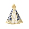Brass Micro Pave Cubic Zirconia Pendants, Enamel Style, Lady Aparecida, Rack Plating, Cadmium Free & Lead Free, Long-Lasting Plated, Triangle, Real 18K Gold Plated, 25.5x21x2.5mm, Hole: 2mm