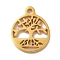 304 Stainless Steel Charms, Flat Round with Tree Pattern, Golden, 13.5x11.5x1.3mm, Hole: 1.4mm
