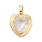 Rack Plating Brass Pendants, Heart Shaped Glass Charms, Long-Lasting Plated, Cadmium Free & Lead Free, Real 18K Gold Plated, Clear, 19x16.5x7mm, Hole: 3x5.5mm