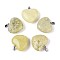 Natural Yellow Mustard Jasper Pendants, Heart Charms, with 201 Stainless Steel Snap on Bails, Stainless Steel Color, 26~28x27.5~29x10~12mm, Hole: 7x2mm
