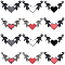 SUNNYCLUE 1 Box 12Pcs Bat Charms Gothic Style Halloween Bat Wing Charm Black White Red Heart Charms Devil Wings Links Double Loop Linking Connector Charm for Jewelry Making Charms DIY Craft Supplies