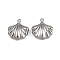 304 Stainless Steel Pendants, Shell Shape Charms, Anti-Tarnish, Stainless Steel Color, 16x15x5mm, Hole: 1mm