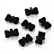Flocky Brass Links Connectors, Nickel Free, Bowknot, Black, 8x12x3.5mm, Hole: 0.7mm