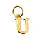 925 Sterling Silver Pendants, Real 18K Gold Plated, Letter, Letter U, 10x7x1mm, Hole: 4mm