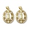 Brass Pave Shell Pendants, Religion Virgin Mary Charms with ABS Imitation Pearl, Real 18K Gold Plated, Oval, 23x17x4mm, Hole: 3.5x4.5mm