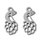 Non-Tarnish 304 Stainless Steel Pendants, Laser Cut, Peacock Charms, Stainless Steel Color, 16.5x7.5x1mm, Hole: 1.6mm