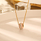Round with Rhinestone Pendant Necklaces, Stainless Steel Cable Chain Necklaces for Women