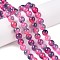 Dyed Natural White Jade Beads Strands, Two Tone, Round, Hot Pink, 8x8mm, Hole: 0.9mm, about 47~48pcs/strand, 15.16~15.72''(38.5~39.3cm)