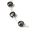 Handmade Lampwork Beads Strands, with Golden Tone Brass Findings & Enamel, Flat Round, Black, Clover Pattern, 8x5.5mm, Hole: 1mm, about 20pcs/strand, 14.76 inch(37.5cm)