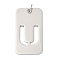 304 Stainless Steel Pendants, with Jump Ring, Rectangle with Hollow Letter Charm, Anti-Tarnish, Laser Cut, Letter U, 49.5x28x1.5mm, Hole: 6.5mm