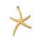 304 Stainless Steel Pendants, Laser Cut, Starfish Charm, Real 18K Gold Plated, 29x20x1mm, Hole: 1.5mm