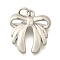 Brass Pendants, Bowknot Charms, Long-Lasting Plated, with Jump Ring, Lead Free & Cadmium Free, Rack Plating, Platinum, 17x16x3.5mm