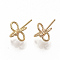 Brass Stud Earrings, Nickel Free, Real 18K Gold Plated, 15x10mm, Pin: 0.8mm