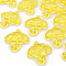 Transparent Acrylic Pendants, Umbrella with Bowknot, Yellow, 42.5x38x7.5mm, Hole: 3x3.5mm, about 109pcs/500g