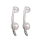 Natural Pearl Ear Studs, with Sterling Silver Findings, Round, Platinum, 24x13mm