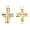 Rack Plating Alloy Pendants, with Crystal Rhinestone, Cadmium Free & Nickel Free & Lead Free, Cross, Light Gold, 23x15.5x3mm, Hole: 1.8mm