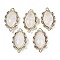 Natural Quartz Crystal Faceted Horse Eye Links, Rack Plating Brass Micro Pave Orchid Cubic Zirconia Rock Crystal Connector Charms, Golden, 24.5x14.5x4.5mm, Hole: 1.2mm