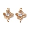 Brass Micro Pave Cubic Zirconia Connector Charms, Butterfly, Cadmium Free & Nickel Free & Lead Free, Light Gold, Clear, 19.5x13.5x4mm, Hole: 1.7mm