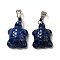 Dyed Natural Lapis Lazuli Pendants, Tortoise Charms, with Rack Plating Platinum Plated Brass Snap on Bails, 17~22x12.5~13.5x6~6.5mm, Hole: 8x5mm