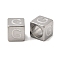 304 Stainless Steel European Beads, Large Hole Beads, Cube with Letter, Letter G, 7x7x7mm, Hole: 5.5mm