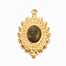 304 Stainless Steel Pendants, with Ruby Zoisite, Oval, Coffee, 23.5x15x4~5mm, Hole: 1.8mm