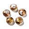 Handmade Lampwork Beads, with Gold & Silver Foil, Oval, Coconut Brown, 11~12x11.5~12.5x7~7.5mm, Hole: 2mm