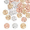 36Pcs 3 Colors Brass Pendants, Textured, Flat Round Charm, Mixed Color, 15x1.5mm, Hole: 1mm, 12pcs/color
