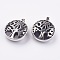 Synthetic Blue Goldstone Pendants, with Platinum Tone Brass Findings, Flat Round with Tree of Life, 31.5x28x11.5mm, Hole: 5x7mm