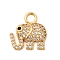 Brass Micro Pave Cubic Zirconia Charms, Nickel Free, Real 18K Gold Plated, Elephant, 13.5x13x2.5mm, Hole: 2.5mm