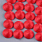 Polyester Thread Fabric Cabochons, Covered with ABS Plastic, Half Round/Dome, Red, 12x6mm