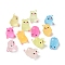Lovely 3D Luminous Transparent Resin Cabochons, Pig, Mixed Color, 25x20x18mm