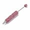 Iron Beadable Pen, Ball-Point Pen, with Polymer Clay Rhinestone, for DIY Personalized Pen with Jewelry Beads, Light Rose, 145x15mm