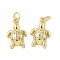 Brass Micro Pave Cubic Zirconia Pendants, Tortoise, Rack Plating, Long-Lasting Plated, Cadmium Free & Lead Free, with Jump Ring, Golden, 16x10x3mm, Hole: 3.5mm