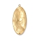 304 Stainless Steel Pendants, Ion Plating(IP), Oval Charm, Real 18K Gold Plated, 41x18x3.5mm, Hole: 1.8mm
