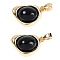 Black Glass Pendants, Brass Heart Charms, Real 18K Gold Plated, 11.5x18x6mm, Hole: 3.5x2.5mm
