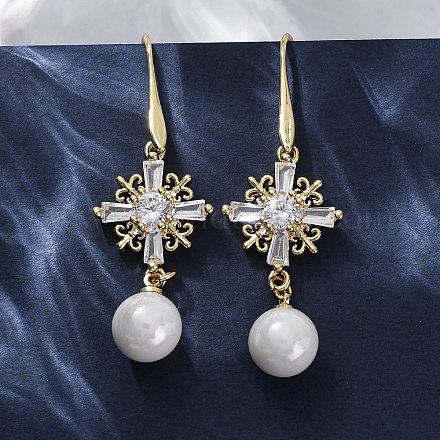 Серьги-гвоздики с цирконом из латуни EJEW-F362-08G-1