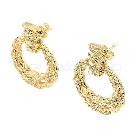 Серьги-пусеты из латуни с микро-паве и прозрачным фианитом EJEW-M223-15G-1