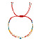 Miyuki Glass Seed Beaded Rainbow Evil Eye Adjustable Bracelets for Women Ethnic Style Jewelry, Colorful, 11 inch(28cm)
