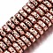 Electroplated Natural Lava Rock Beads Strands, Heishi Beads, Flat Round/Disc, Bumpy, Rose Gold Plated, 8x4mm, Hole: 1.2mm, about 105pcs/strand, 15.75 inch(40cm)
