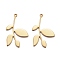 Brass Pendants, Long-Lasting Plated, Leaf, Real 18K Gold Plated, 24x15x1mm, Hole: 1mm