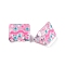 Transparent Glass Beads, Hand Drawn Beads, with Enamel, Triangle with Wave Pattern, Pink, 9.5x12x9mm, Hole: 1.2mm