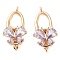 Brass Micro Pave Clear Cubic Zirconia Fold Over Clasps, Cadmium Free & Nickel Free & Lead Free, Butterfly, Violet, Real 18K Gold Plated, 25.5x12.5x8mm, Hole: 1.2mm