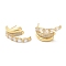 Crystal Rhinestone Claw Stud Earrings, Brass Earrings for Women, Lead Free & Cadmium Free, Real 18K Gold Plated, 13x25mm