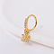 Brass Micro Pave Clear Cubic Zirconia Dangle Hoop Nose Rings, Golden, Crown, 8mm
