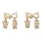 Brass Micro Pave Clear Cubic Zirconia Links Connectors, Long-Lasting Plated, for Valentine's Day, Infinity with Word Love & Boy & Girl, Real 18K Gold Plated, 28x22x3mm, Hole: 1.5mm