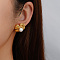 Classic Stainless Steel Imitation Pearl Flower Stud Earrings, Golden, 21.54x21.46mm