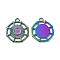 Ion Plating(IP) 304 Stainless Steel Pendant Cabochon Settings, Polygon, Rainbow Color, Tray: 4mm, 18x15.5x1.5mm, Hole: 1.6mm