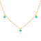 925 Sterling Silver Pave Synthetic Turquoise Moon Pendant Cable Chain Necklaces, Golden, Flower, 15.75 inch(40cm)