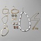 Flower & Butterfly & Tree Brass Jewelry Set, Pendant Necklaces & Chain Bracelet & Stud Earrings, Golden, 17.72~17.87 inch(45~45.4cm), 9.09~9.29 inch(23.1~23.6cm), 10~27x7.5~20mm