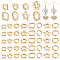 160Pcs 8 Styles 2-Hole CCB Plastic Beads Frame, Golden, 10~15.5x10~16x3.5mm, Hole: 1.6~2mm, 20pcs/style